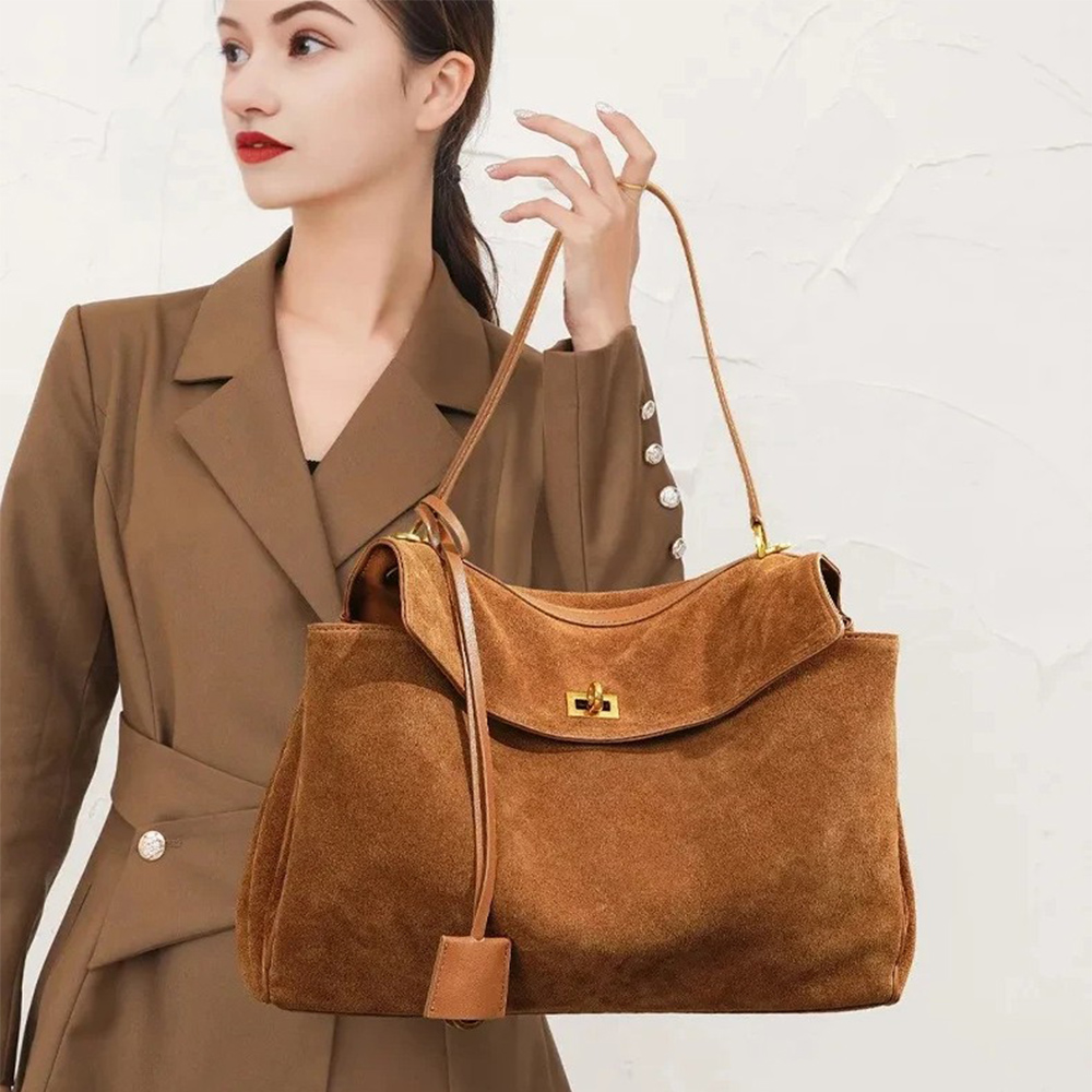 Luxury Bags Tote - 가을 겨울 여성용 스웨이드 천연 가죽