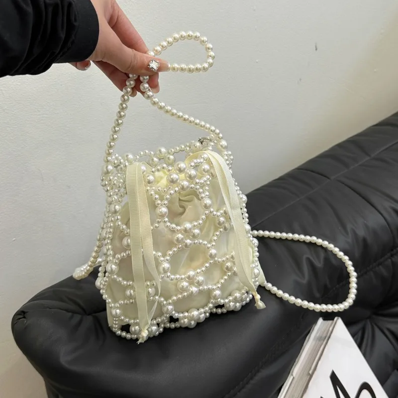 구슬 장식 흰색 버킷 숄더 및 크로스 바디 백 여성을위 - Luxury Bags On Sales 리뷰 및 가격